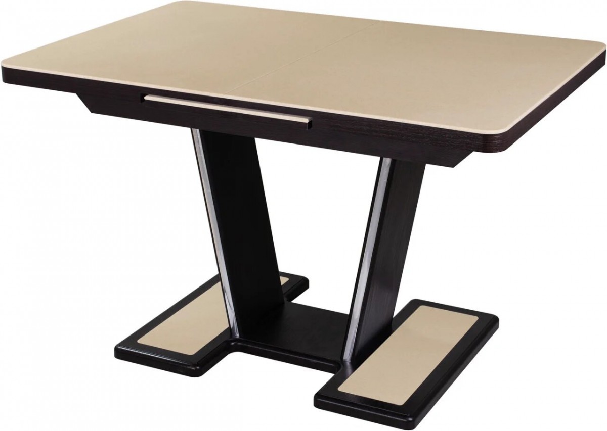 Обеденный стол с камнем Реал ПР-1 КМ 06 ВН 03-1 ВН, венге/камень песочного цвета
