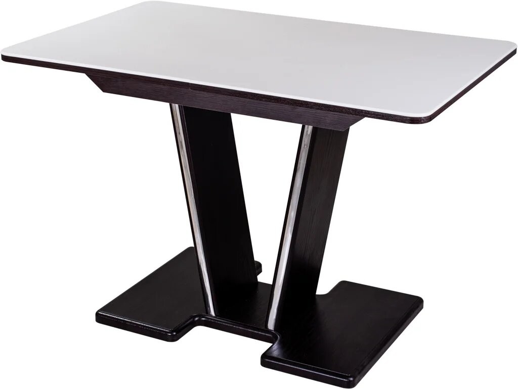 Обеденный стол с камнем Румба ПР-2 с центральной ножкой 04/ВН 03-2 ВН, венге/камень белого цвета