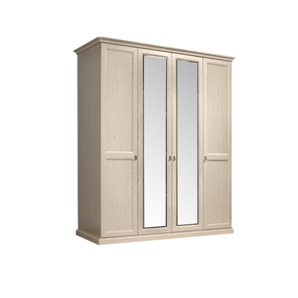 Шкаф 4-х дверный (2 зеркала) для платья и белья