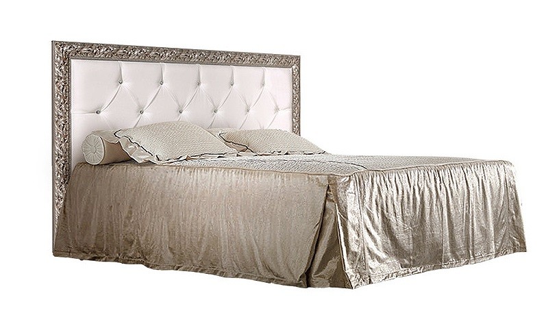 Кровать полуторная (1,4 м) с мягким элементом со стразами с подъемным механизмом